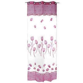 FLORAL TULLE VOILE BURNT-OUT WINDOW CURTAIN 100 X 250CM (PINK)