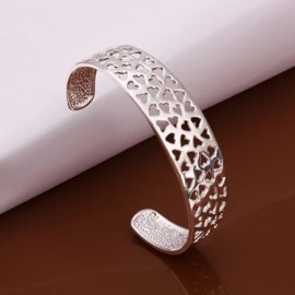 CHIC SILVER PLATED OPENWORK HEART BRACELET FOR WOMEN (SILVER)
