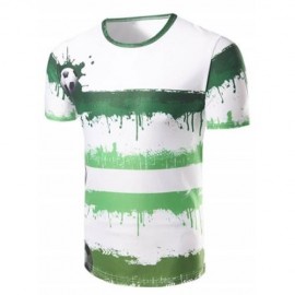 3D STRIPES PRINT ROUND COLLAR T-SHIRT FOR MEN (COLORMIX)