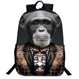 3D ANIMAL PATTERN POLYESTER BACKPACK (GRAY)