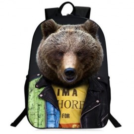 3D ANIMAL PATTERN POLYESTER BACKPACK (YELLOW)