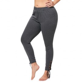 PLUS SIZE ELASTIC WAIST LACE UP PANTS (GRAY)