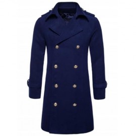 TURNDOWN COLLAR DOUBLE BREASTED PEACOAT (CADETBLUE)