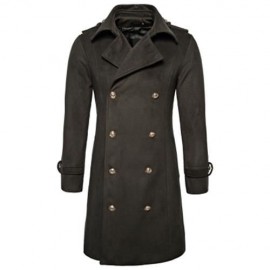 TURNDOWN COLLAR DOUBLE BREASTED PEACOAT (ARMY GREEN)