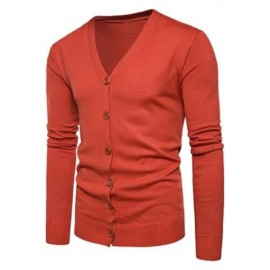 V NECK KNITTING BUTTON UP CARDIGAN (JACINTH)