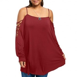 PLUS SIZE CRISS CROSS COLD SHOULDER LONG T-SHIRT (BRIGHT RED)