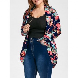 FRORAL PLUS SIZE OPEN FRONT CARDIGAN (FLORAL)