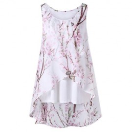 PLUS SIZE TINY FLORAL OVERLAP SLEEVELESS TOP (PINK)