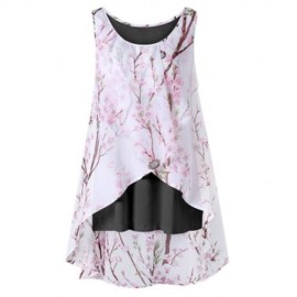 PLUS SIZE TINY FLORAL OVERLAP SLEEVELESS TOP (BLACK)
