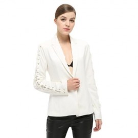 FASHIONABLE LAPEL LONG SLEEVE LACE-UP BUTTON WOMEN SUIT (WHITE)