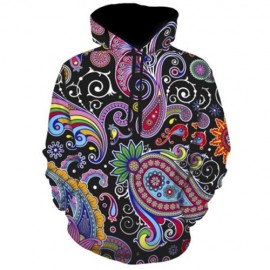 KANGAROO POCKET PAISLEY PRINT HOODIE (COLORMIX)