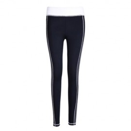 ELASTIC WAIST HEART PRINT SPLICED SKINNY WOMEN YOGA PANTS (BLACK)