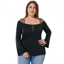 PLUS SIZE BELL SLEEVE CUT OUT T-SHIRT (BLACK)