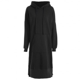 PLUS SIZE DROP SHOULDER SLIT LONGLINE HOODIE (BLACK)
