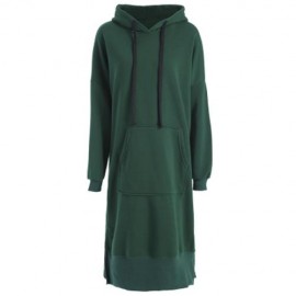 PLUS SIZE DROP SHOULDER SLIT LONGLINE HOODIE (GREEN)