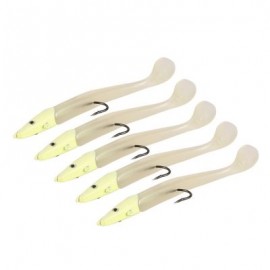5pcs Lead Head Single Hook Bait Soft Fishing Lure (TRANSPARENT)