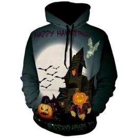 HALLOWEEN GRAPHIC PRINT PULLOVER HOODIE (COLORMIX)