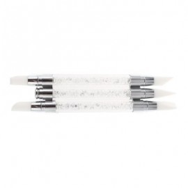 3pcs Rhinestone Handle Silicone Paint Pen Nail Tool (TRANSPARENT)
