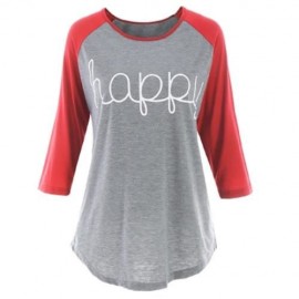 PLUS SIZE RAGLAN SLEEVE HAPPY BASEBALL T-SHIRT (RED)