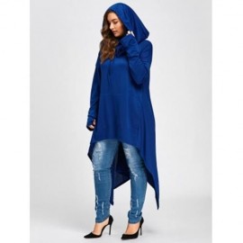 PLUS SIZE CONVERTIBLE NECK LONG HIGH LOW TOP (BLUE)