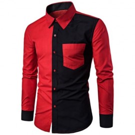 TWO TONE PANEL POCKET SHIRT (RED)