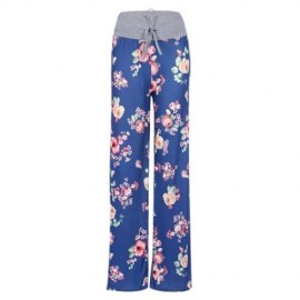 TRENDY ELASTIC WAIST FLORAL PRINT WOMEN PANTS (LIGHT BLUE)