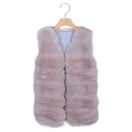 FASHION WOMEN WINTER THICK FAUX FUR SLEEVELESS LONG WAISTCOAT (LIGHT GRAY)