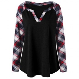 PLUS SIZE RAGLAN SLEEVE PLAID TOP (BLACK)