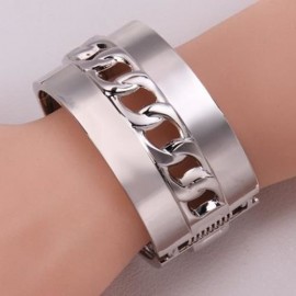 CHIC OPENWORK LOCK SHAPE DESIGN ALLOY BRACELET FOR WOMEN (WHITE GOLDEN)