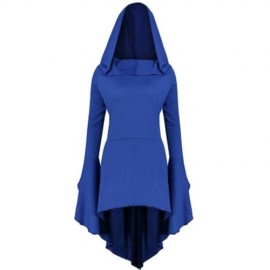 LONG FLARE SLEEVE PLUS SIZE HIGH LOW HOODIE (BLUE)