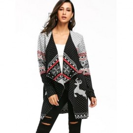 CHRISTMAS REINDEER POLKA DOT DRAPED TUNIC CARDIGAN (COLORMIX)