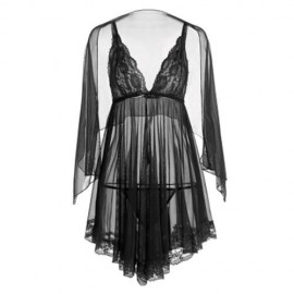 MESH SEE THROUGH SLIP BABYDOLL (BLACK)
