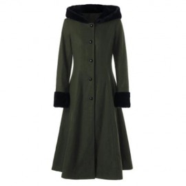 LACE UP LONGLINE HOODED COAT (OLIVE GREEN)