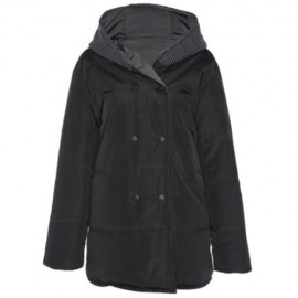 TRENDY HOODED LONG SLEEVE POCKET WOMEN COAT (BLACK)