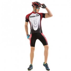 RIDING FUN Men Short-sleeved Summer Cycling Suits (BLACK AND RED)
