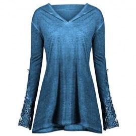 CROCHET PANEL PLUS SIZE HOODIE (BLUE)