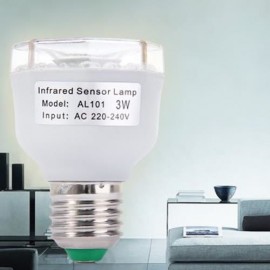 AL101 AUTO PIR E27 BASE 3W LAMP INFRARED HUMAN BODY SENSOR 24 LEDS LIGHT (WHITE)