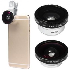 LIEQI LQ - 003 MULTI-COATING GLASS 3-IN-1 FISHEYE MACRO 0.4X SUPER WIDE ANGLE LENS FOR SMA