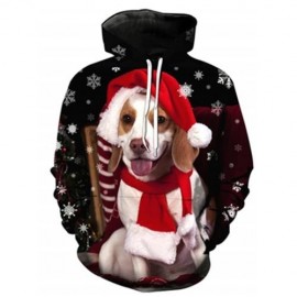 HOODED CHRISTMAS DOG 3D PRINT PULLOVER HOODIE (COLORMIX)