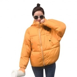 HOODED LONG SLEEVE ZIPPER PADDED JACKET WOMEN WINTER COAT (GINGER)