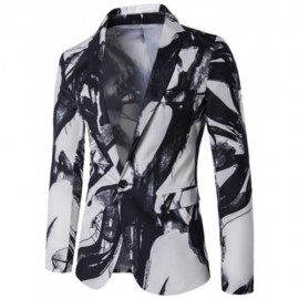 LAPEL WASH PAINTING ONE BUTTON BLAZER (WHITE)