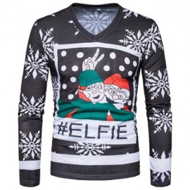 V NECK SNOWFLAKE CHRISTMAS SANTA PRINT UGLY T-SHIRT (COLORMIX)