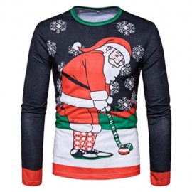 CREW NECK CHRISTMAS SANTA PRINT UGLY T-SHIRT (COLORMIX)