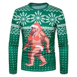 CREW NECK CHRISTMAS SNOWFLAKE CARTOON PRINT UGLY T-SHIRT (COLORMIX)