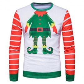 CREW NECK CHRISTMAS CARTOON FIGURE PRINT UGLY T-SHIRT (COLORMIX)