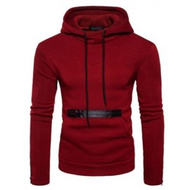 EDGING ZIPPER FLEECE PULLOVER HOODIE (RED)