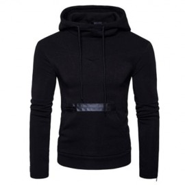 EDGING ZIPPER FLEECE PULLOVER HOODIE (BLACK)