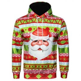 HOODED CHRISTMAS UGLY SNOWFLAKE SANTA PRINT HOODIE (COLORMIX)