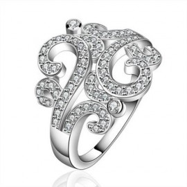 CLASSIC RHINESTONE HOLLOW OUT WOMEN'S RING (WHITE)