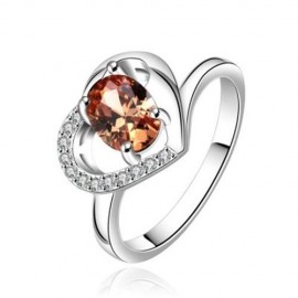 STYLISH HEART SHAPE RHINESTONE HOLLOW OUT RING FOR WOMEN (COLORFUL)